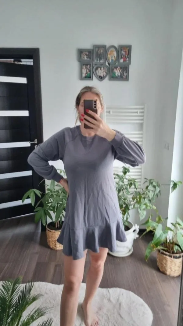 Rochie tip hanorac H&M EU 34 | Gri, Mini, Mânecă lungă - Image 7