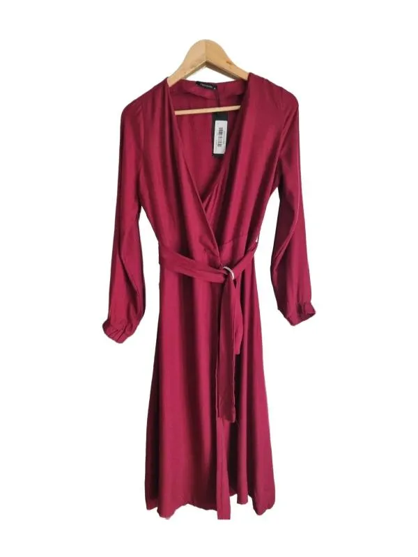 Rochie casual Trendyol EU 36 | Burgundy, Midi, Mânecă lungă