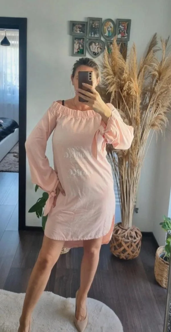 Rochie de vară Negative EU 36 | Roz, Mini, Mânecă lungă