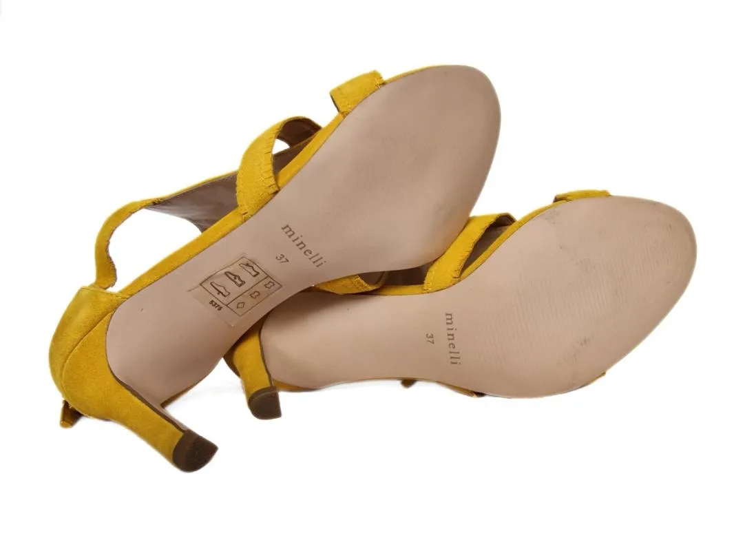 Sandale cu toc Minelli EU 37 | Caramel, Piele întoarsă Suede - Image 5