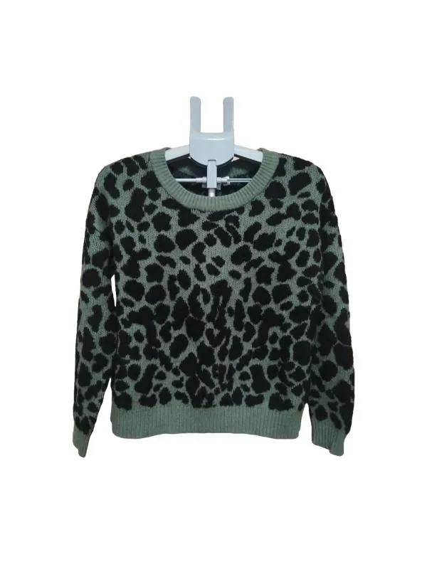Pulover la baza gâtului VILA L | Negru, Normal, Mânecă lungă, Regular fit, Animal print, Vâscoză