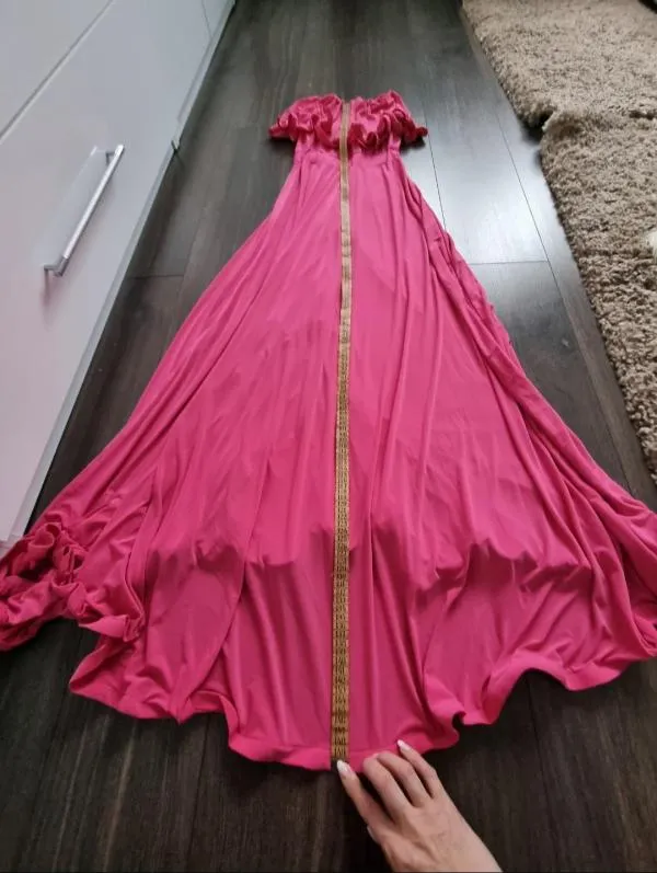 Rochie de seară Ramona Badescu EU 38 | Fuchsia, Maxi, Cu umerii goi - Image 3