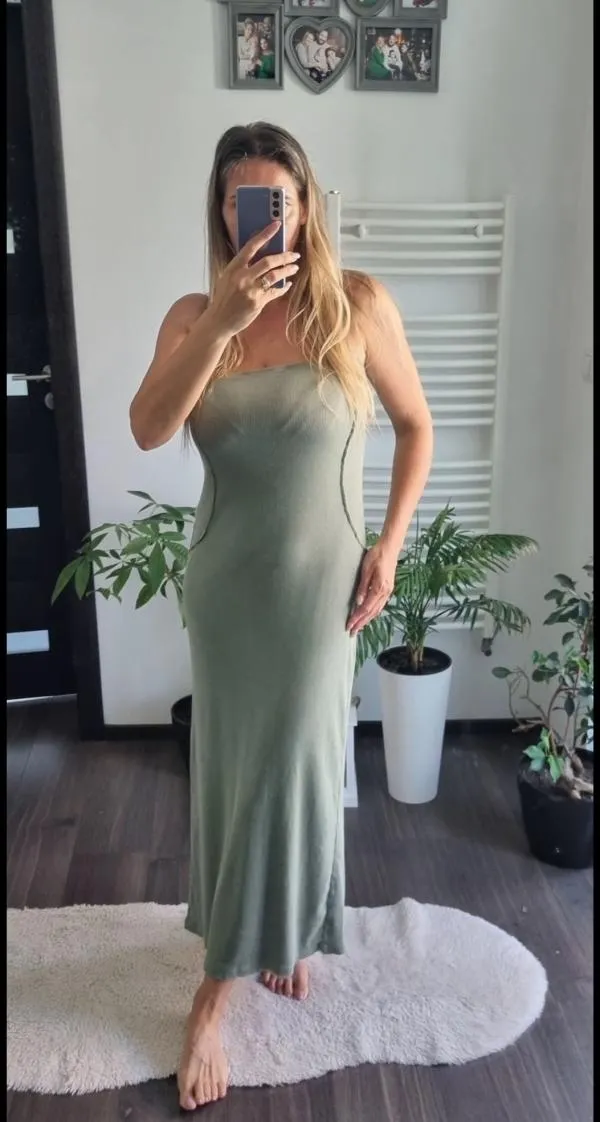 Rochie de seară ASOS EU 42 | Verde mentă, Midi, Cu umerii goi - Image 2