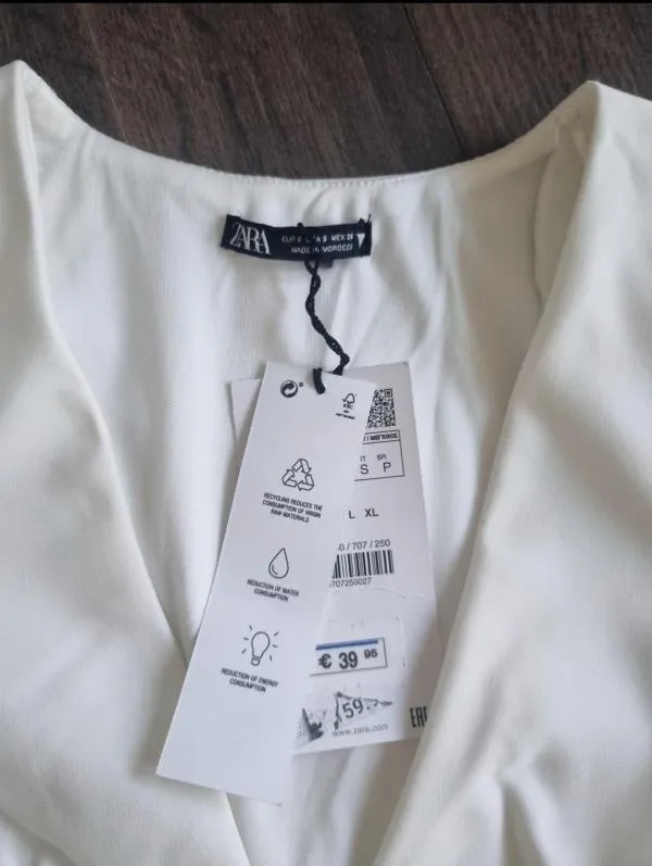 Top cropped Zara S | Alb, Cropped (Scurt), Mânecă lungă - Image 6