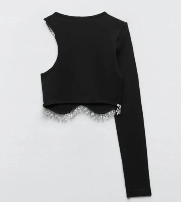 Top cropped Zara EU 38 | Negru, Cropped (Scurt), Pe un umăr - Image 3