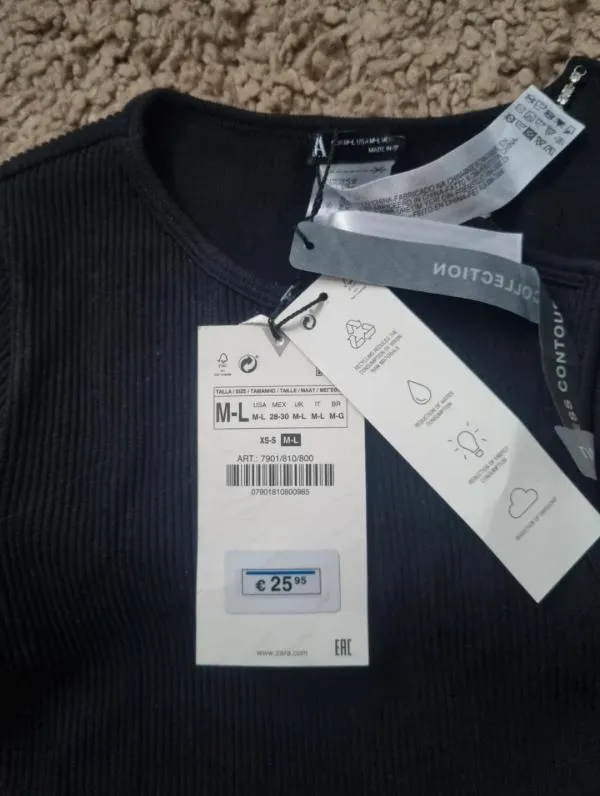 Top cropped Zara EU 38 | Negru, Cropped (Scurt), Pe un umăr - Image 4