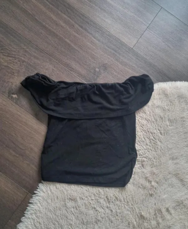 Top cropped Shein EU 36 | Negru, Cropped (Scurt), Volane - Image 3