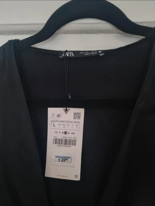 Top cropped Zara EU 40 | Negru, Cropped (Scurt), Mânecă lungă, Satinat - Image 3