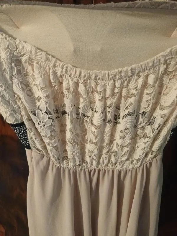 Rochie de seară Made in Italy M | Ivoire, Mini, Cu umerii goi, Dantelă - Image 4