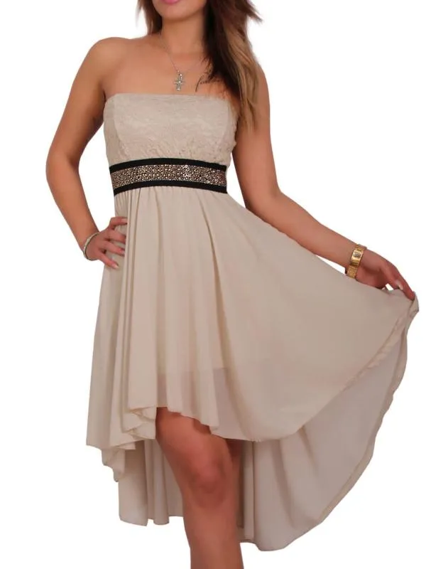 Rochie de seară Made in Italy M | Ivoire, Mini, Cu umerii goi, Dantelă