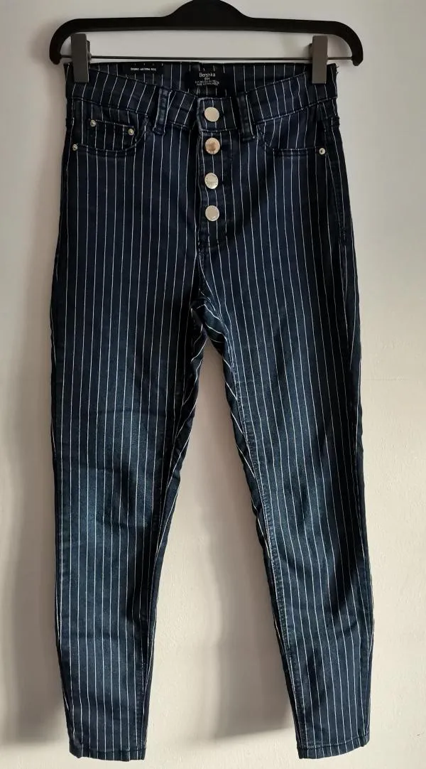 Pantaloni Bershka EU 36 | Albastru, Lungi, Talie înaltă, Skinny fit - Image 2