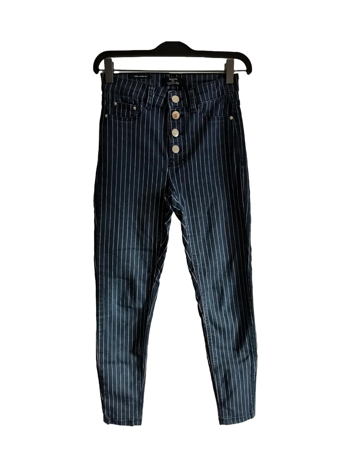 Pantaloni Skinny fit Bershka EU 36 | Albastru, Lungi, Talie înaltă