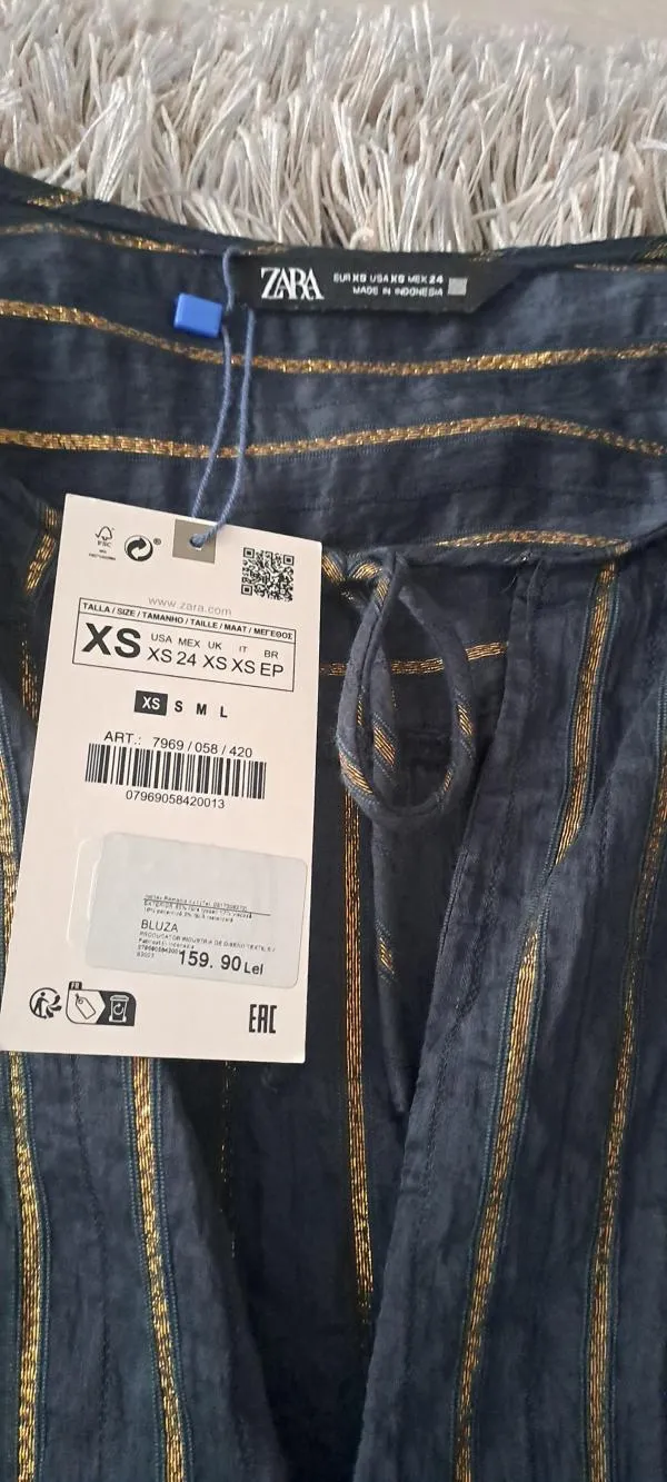 Cămașă Zara EU 34 | Albastru, Normal, Mânecă lungă, Vâscoză - Image 3