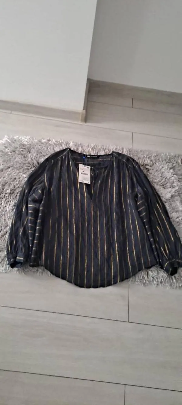 Cămașă Zara EU 34 | Albastru, Normal, Mânecă lungă, Vâscoză - Image 4