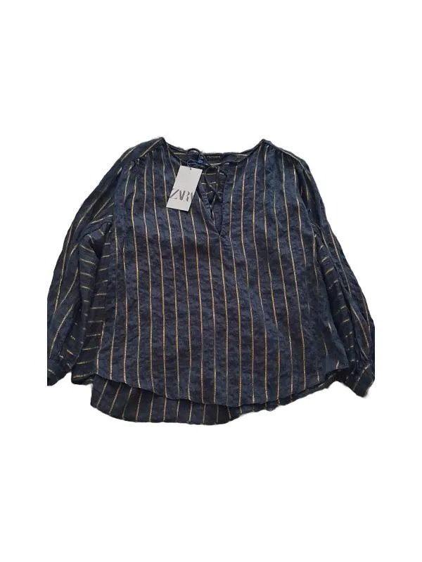 Cămașă Zara EU 34 | Albastru, Normal, Mânecă lungă, Vâscoză