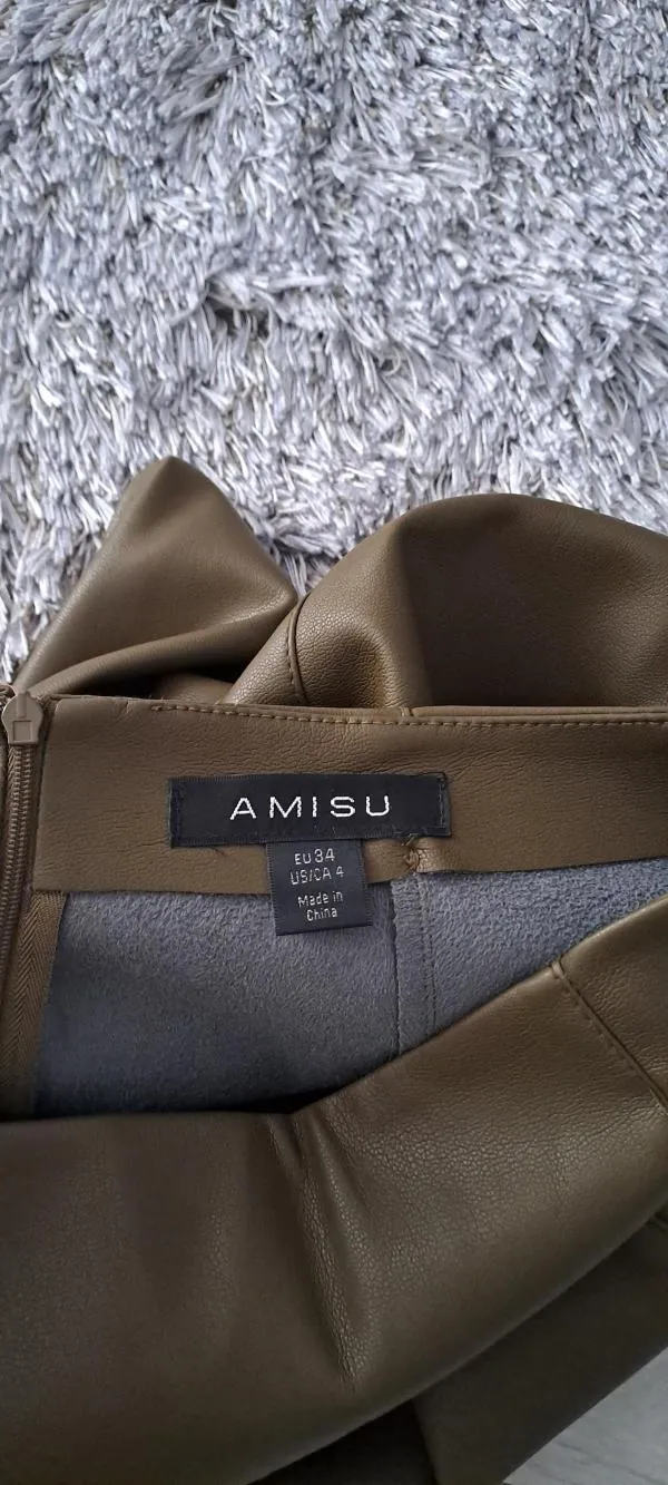 Fustă din piele AMISU EU 34 | Verde, Mini, Piele ecologică - Image 5