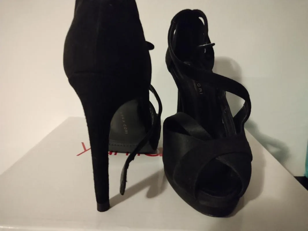 Sandale cu toc ANNA CORI EU 36 | Negru, Piele întoarsă Suede - Image 3