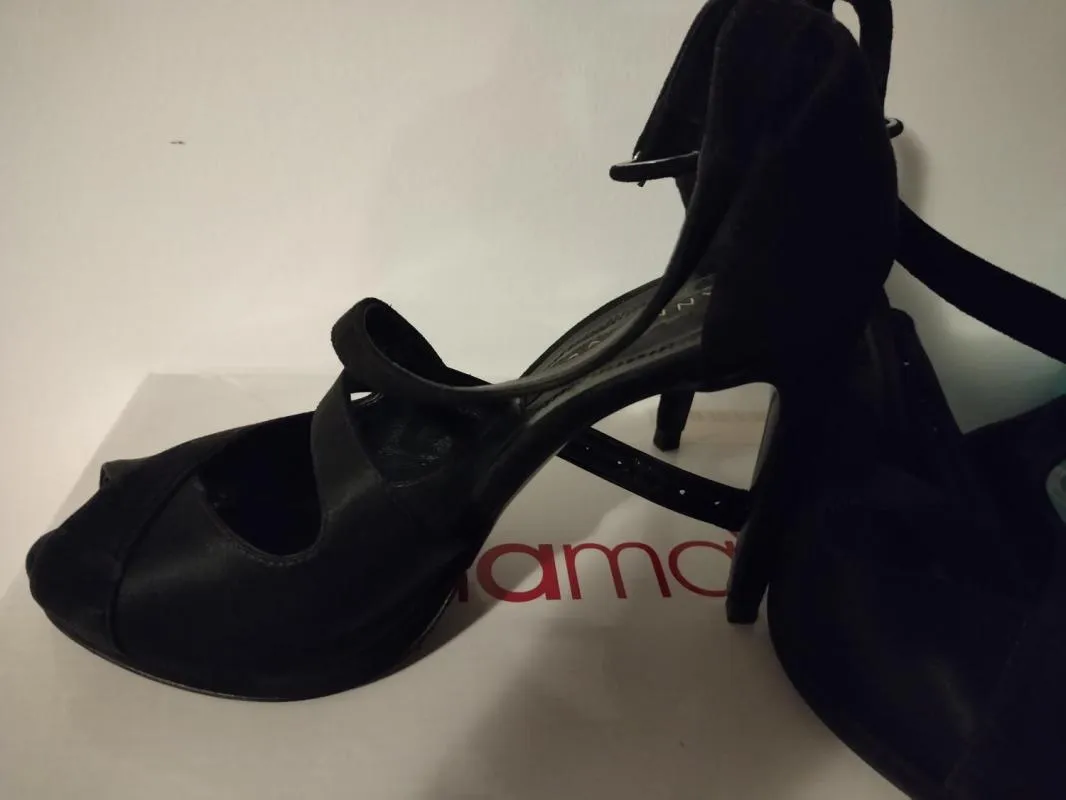 Sandale cu toc ANNA CORI EU 36 | Negru, Piele întoarsă Suede - Image 4
