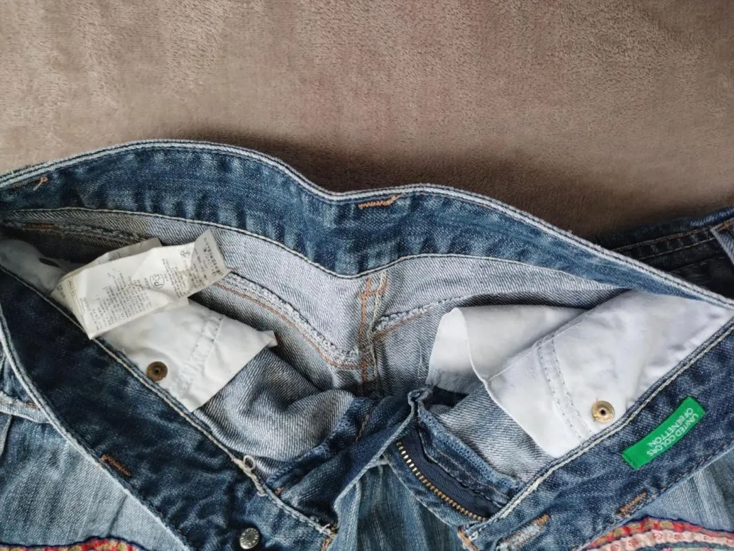 Fustă din denim United Colors of Benetton EU 36 | Bleu, Mini, Broderie, Denim - Image 5