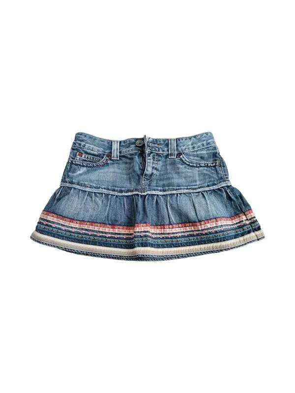Fustă din denim United Colors of Benetton EU 36 | Bleu, Mini, Broderie, Denim