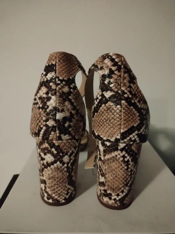 Sandale cu toc Benaza EU 37 | Bej, Animal print, Piele ecologică - Image 4