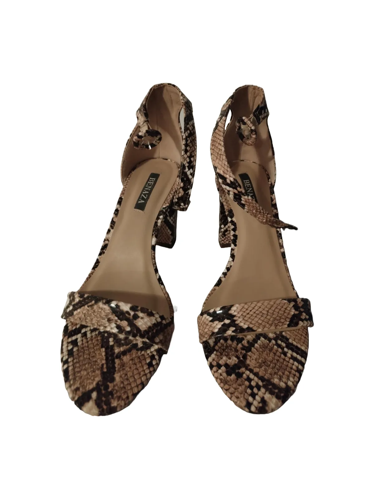 Sandale cu toc Benaza EU 37 | Bej, Animal print, Piele ecologică