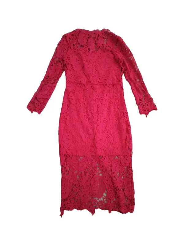 Rochie de seară Shein M | Roșu, Midi, Mânecă lungă, Poliester