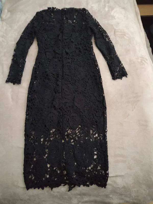 Rochie de seară Shein S | Negru, Midi, Mânecă lungă, Poliester - Image 3