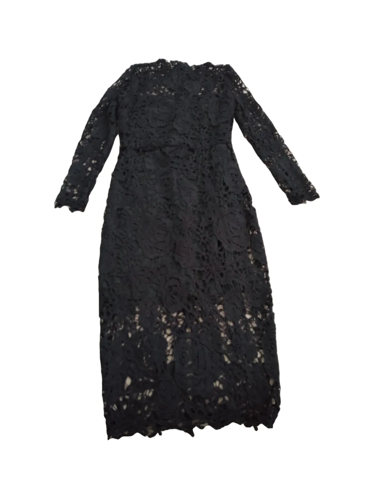 Rochie de seară Shein S | Negru, Midi, Mânecă lungă, Poliester