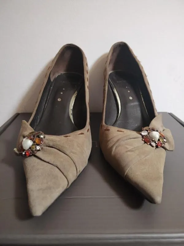 Pantofi cu toc mic NerOpaco EU 36 | Maro, Piele întoarsă Suede - Image 6
