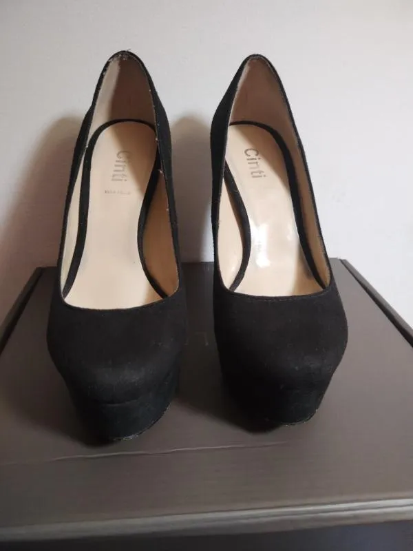 Pantofi cu toc înalt Cinti EU 37 | Negru, Piele întoarsă Suede