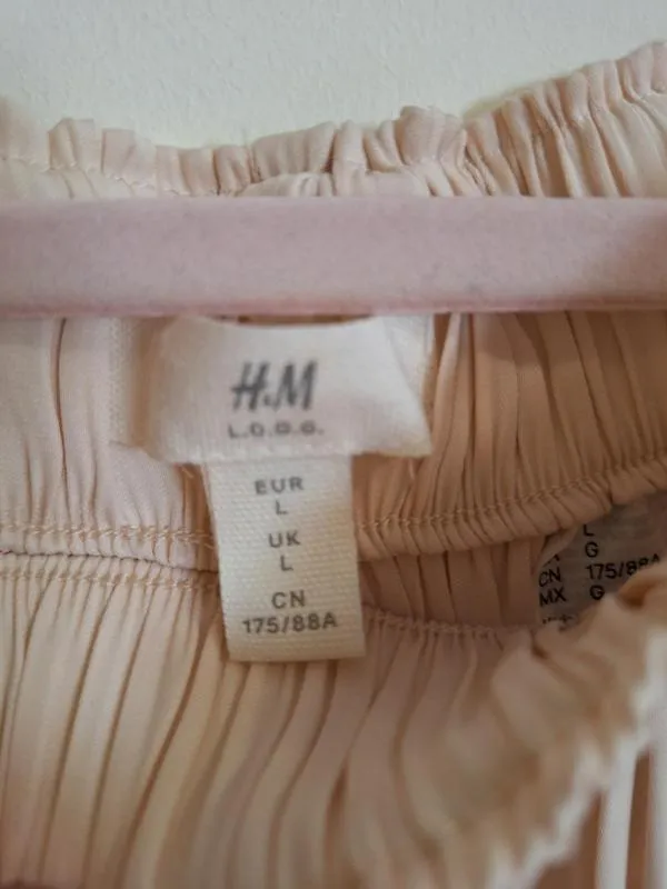 Fustă cu volane H&M L | Crem, Midi, Cu fit, Monocrom, Poliester - Image 4