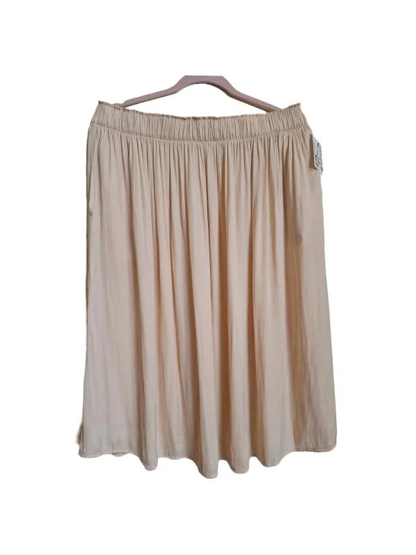 Fustă cu volane H&M L | Crem, Midi, Cu fit, Monocrom, Poliester