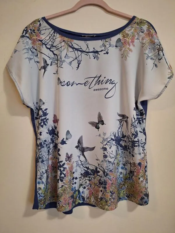 Tricou Orsay L | Gri, Normal, Mânecă scurtă, Floral & Tropical, Vâscoză - Image 6