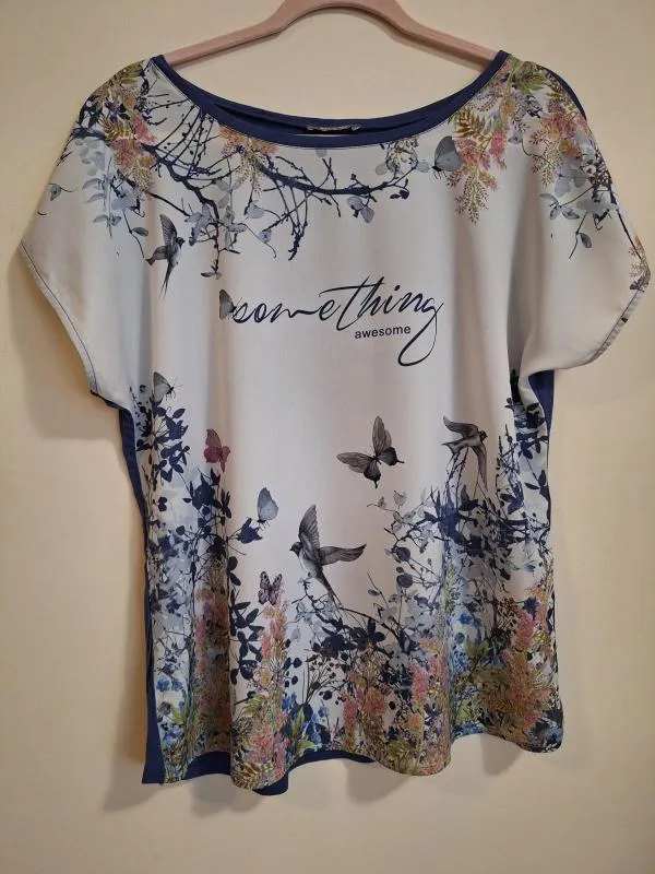 Tricou Orsay L | Gri, Normal, Mânecă scurtă, Floral & Tropical, Vâscoză - Image 2