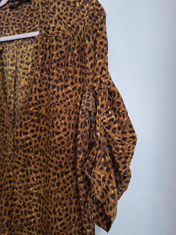 Cămașă Zara L | Caramel, Normal, Mânecă lungă, Animal print, Mătase - Image 3