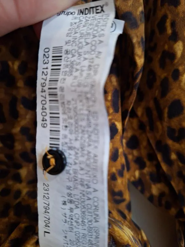Cămașă Zara L | Caramel, Normal, Mânecă lungă, Animal print, Mătase - Image 6