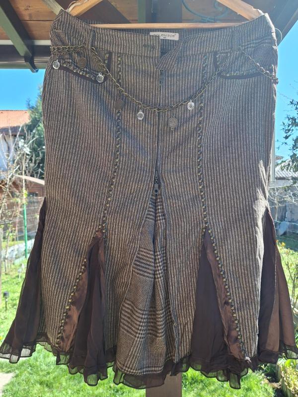 Fustă asimetrică POLEN POE EU 42 | Caramel, Midi, Asimetrică fit, Bumbac