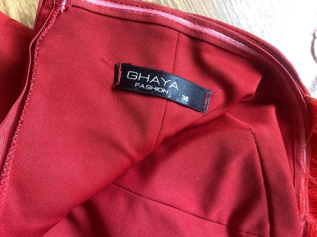Rochie de seară Ghaya Fashion EU 36 | Roșu, Midi, Cu umerii goi - Image 4