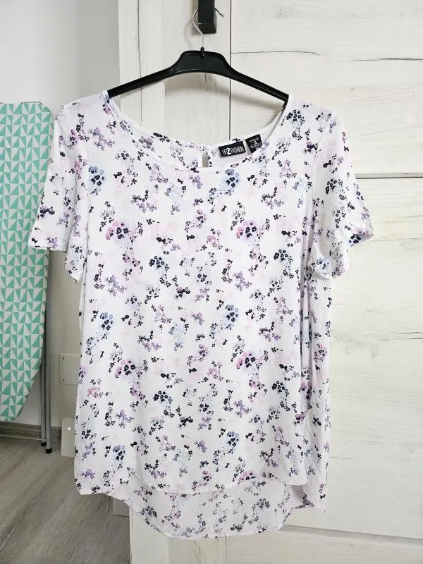 Tricou UP2FASHION S-M | Alb, Normal, Mânecă scurtă, Floral & Tropical, Vâscoză - Image 2