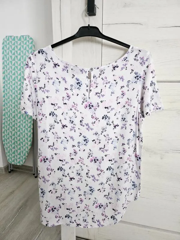Tricou UP2FASHION S-M | Alb, Normal, Mânecă scurtă, Floral & Tropical, Vâscoză - Image 3