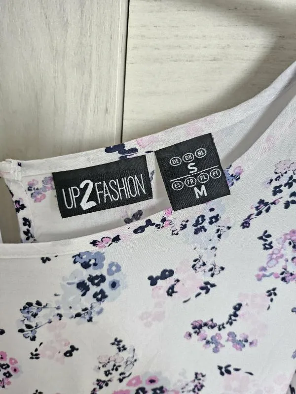 Tricou UP2FASHION S-M | Alb, Normal, Mânecă scurtă, Floral & Tropical, Vâscoză - Image 4