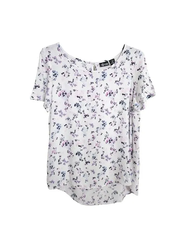 Tricou UP2FASHION S-M | Alb, Normal, Mânecă scurtă, Floral & Tropical, Vâscoză