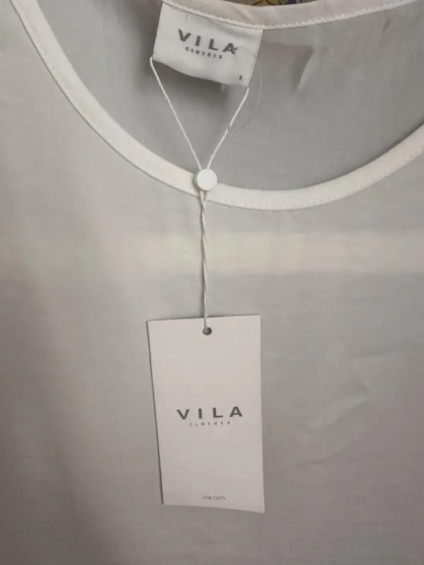 Tricou VILA EU 40 | Alb, Normal, Mânecă scurtă, Poliester - Image 4