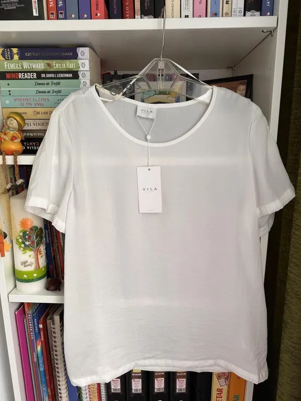 Tricou VILA EU 40 | Alb, Normal, Mânecă scurtă, Poliester - Image 2