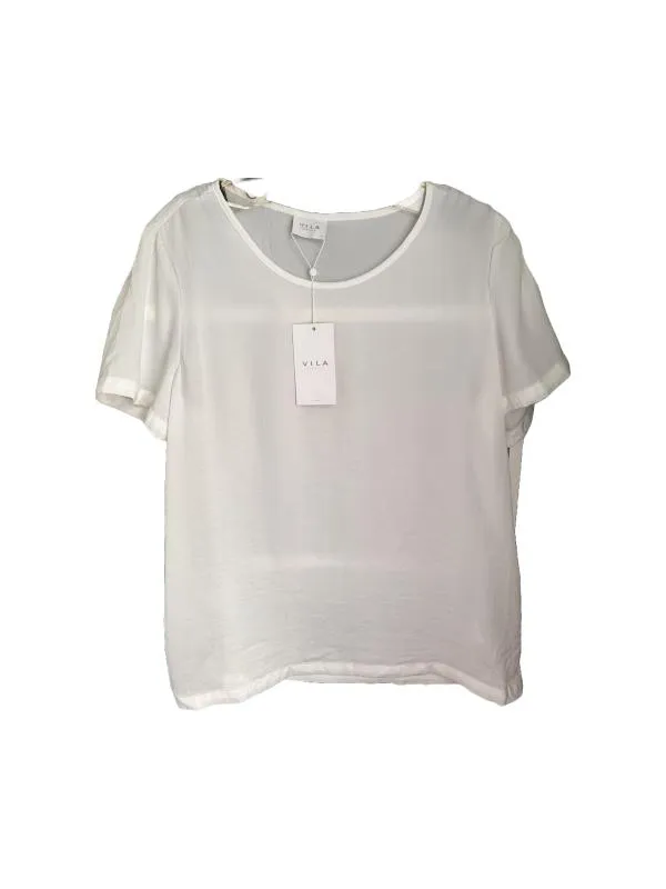 Tricou VILA EU 40 | Alb, Normal, Mânecă scurtă, Poliester