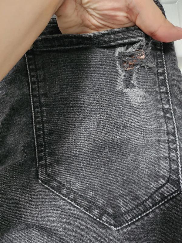 Blugi H&M EU 30 | Negru, Lungi, Talie joasă, Skinny fit, Rupți  Cu tăieturi, Bumbac - Image 11