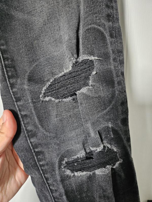 Blugi H&M EU 30 | Negru, Lungi, Talie joasă, Skinny fit, Rupți  Cu tăieturi, Bumbac - Image 5