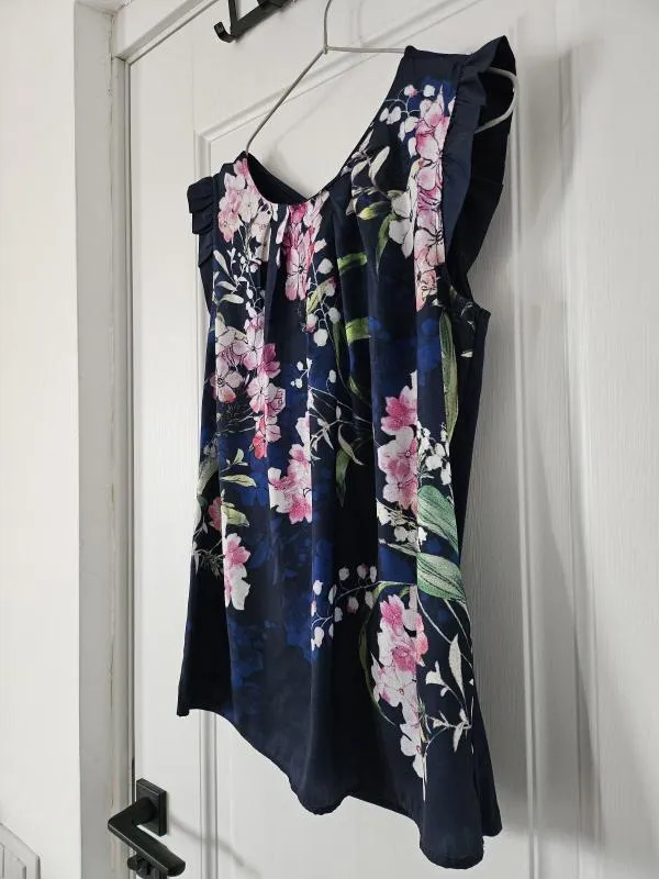 Maiou Orsay S | Bleumarin, Normal, Mânecă scurtă, Floral & Tropical, Vâscoză - Image 7