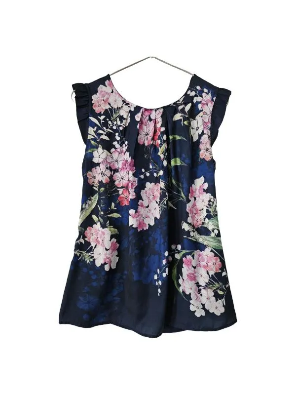 Maiou Orsay S | Bleumarin, Normal, Mânecă scurtă, Floral & Tropical, Vâscoză